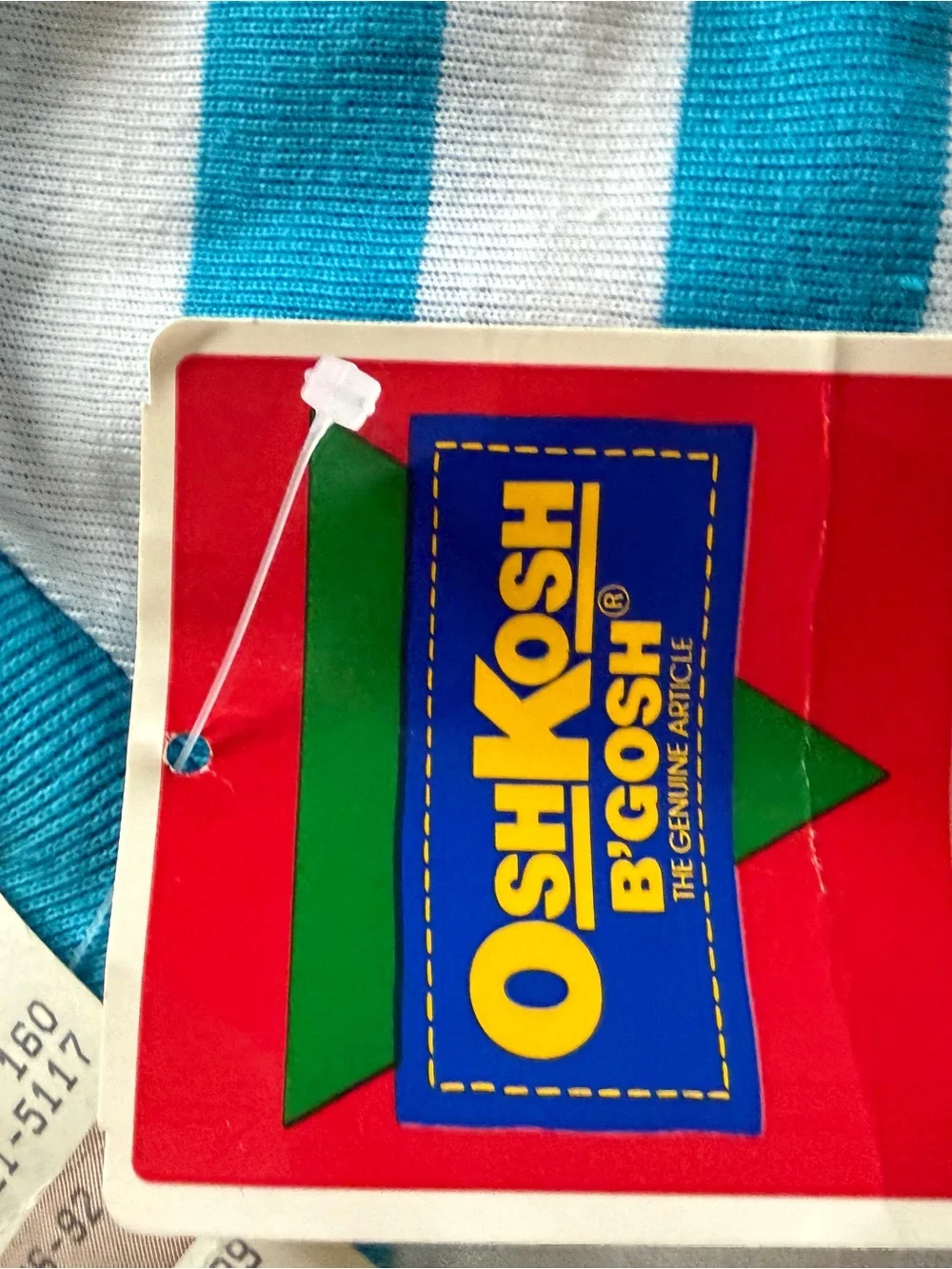 Oshkosh 1980s Turquoise & White Striped Kids Tee.